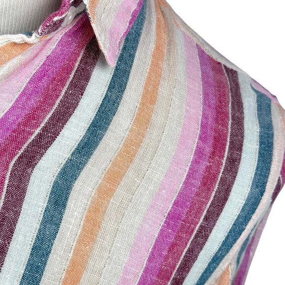 Rails Sydney Top Women’s XS Avila Striped Linen Blend Metallic Thread Button - Picture 3 of 12